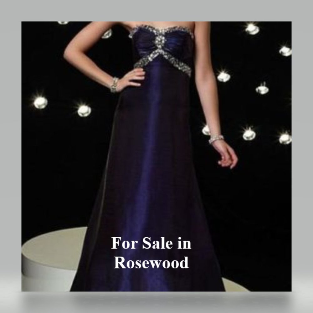 Beautiful Rosewood Organza Strapless Formal Evening Gown Size 8